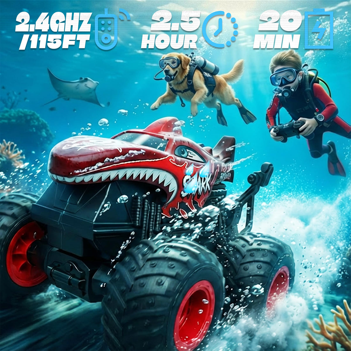 BEZGAR Monster Truck remote control offers reliable range up to 115 feet.