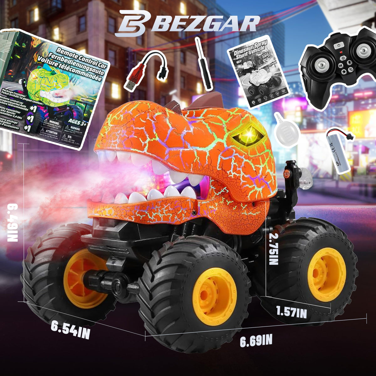 BEZGAR Monster Truck LED lighting enhances night racing and visibility