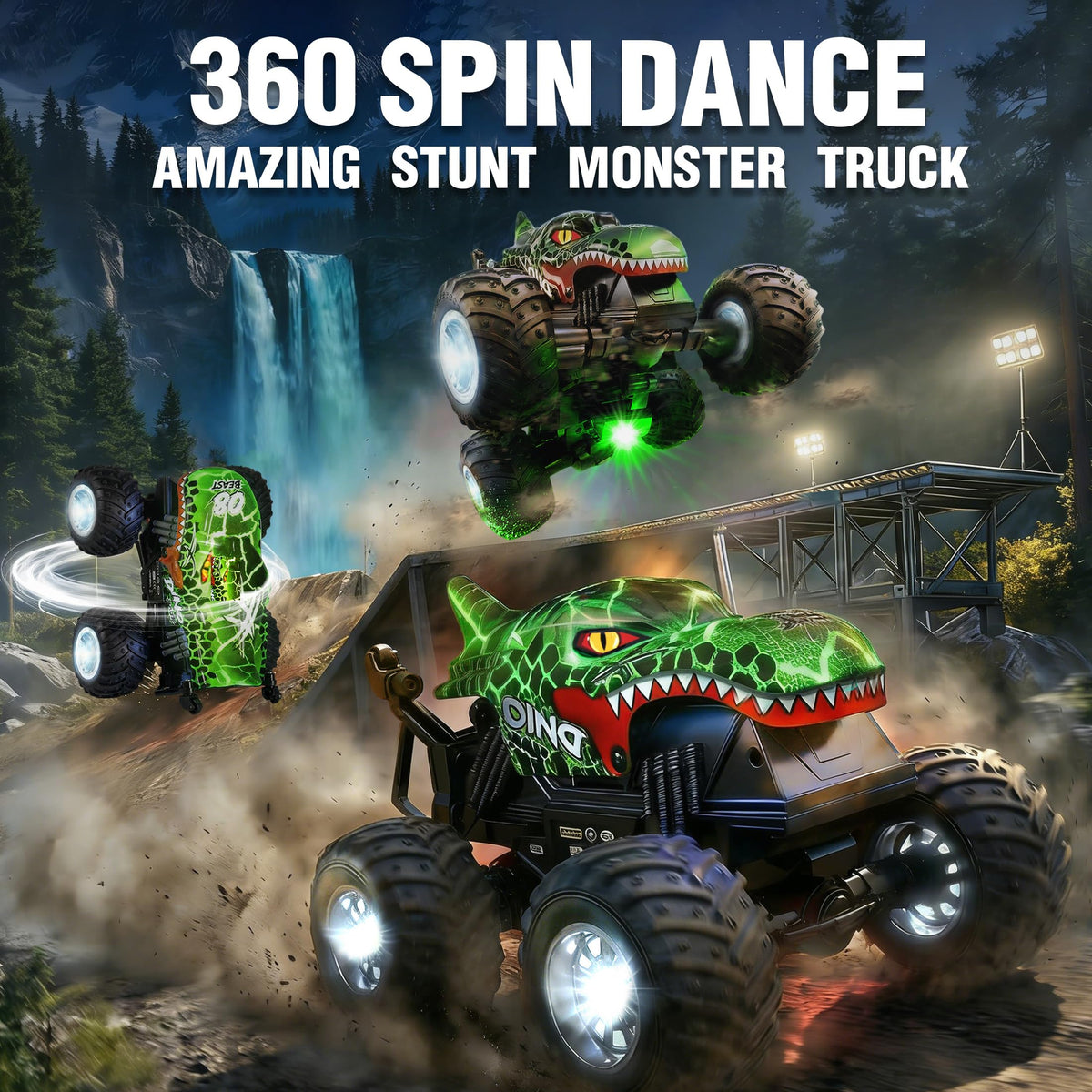 BEZGAR monster truck with LED lights energizes night play