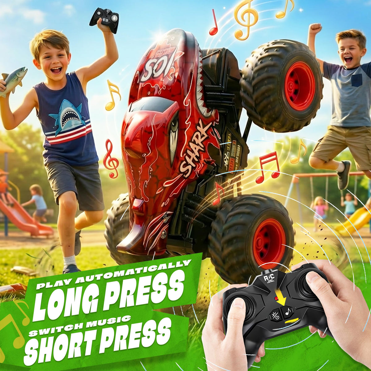 BEZGAR Monster Truck LED modes create a vivid light show during races.