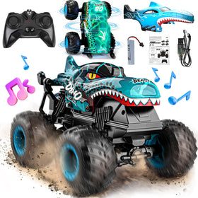 BEZGAR Monster Truck LED lighting during outdoor racing.