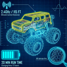 BEZGAR Monster Truck toy offers up to 40-meter remote range for adventurous racing.