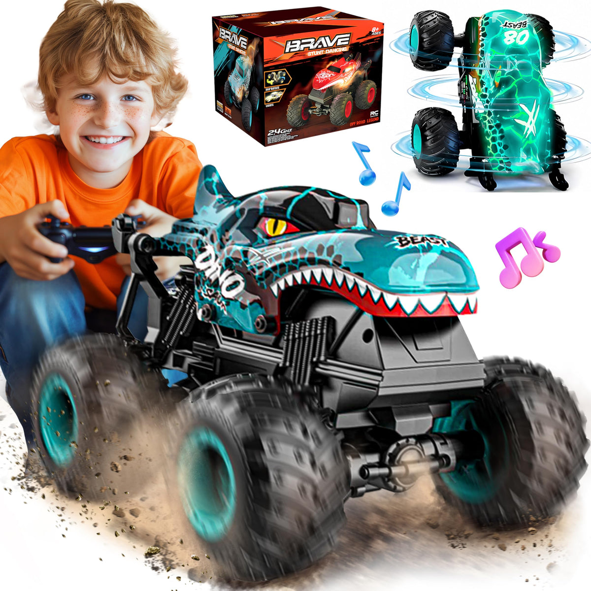 BEZGAR Monster Truck Toys in blue body for outdoor racing with friends.