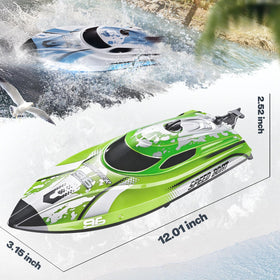 BEZGAR RC Boat with 2.4 GHz remote control for precise handling.
