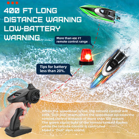 BEZGAR rc boat LED lights improve visibility during evening races.