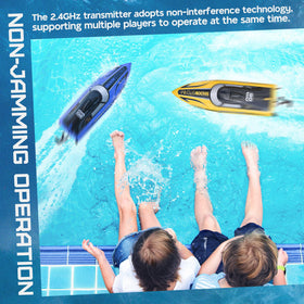 BEZGAR RC Boat LEDs illuminate night-time water runs for easy tracking.