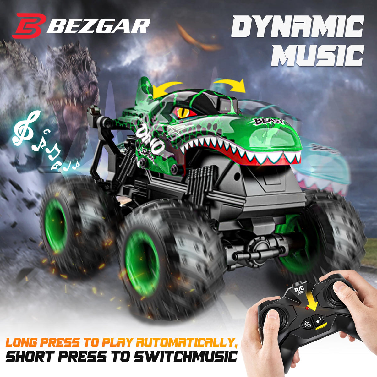 BEZGAR RC truck drifts smoothly for dynamic turns.