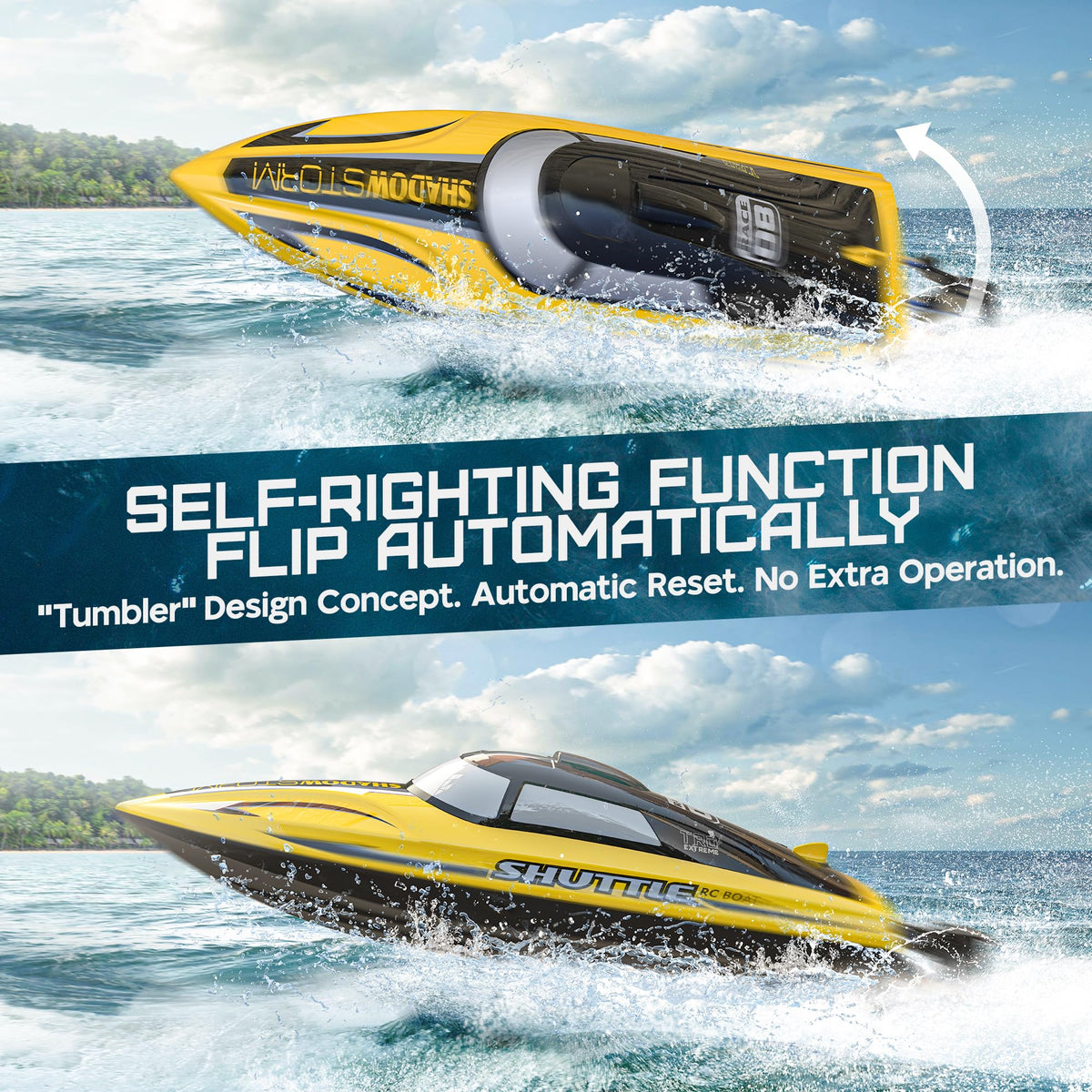 BEZGAR RC boat showing long-range control up to 300 feet