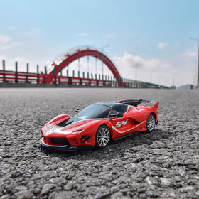BEZGAR remote-control Ferrari car indoor-use setup ideal for table or shelf play.