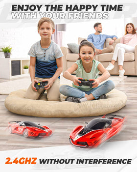 BEZGAR remote-control Ferrari car top view reveals compact indoor-friendly size.