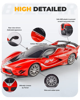 BEZGAR remote-control Ferrari car wheel detail shows durable ABS construction.