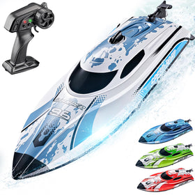 BEZGAR TX126 white RC boat, side view, ready for quick lakeside fun and pool play.