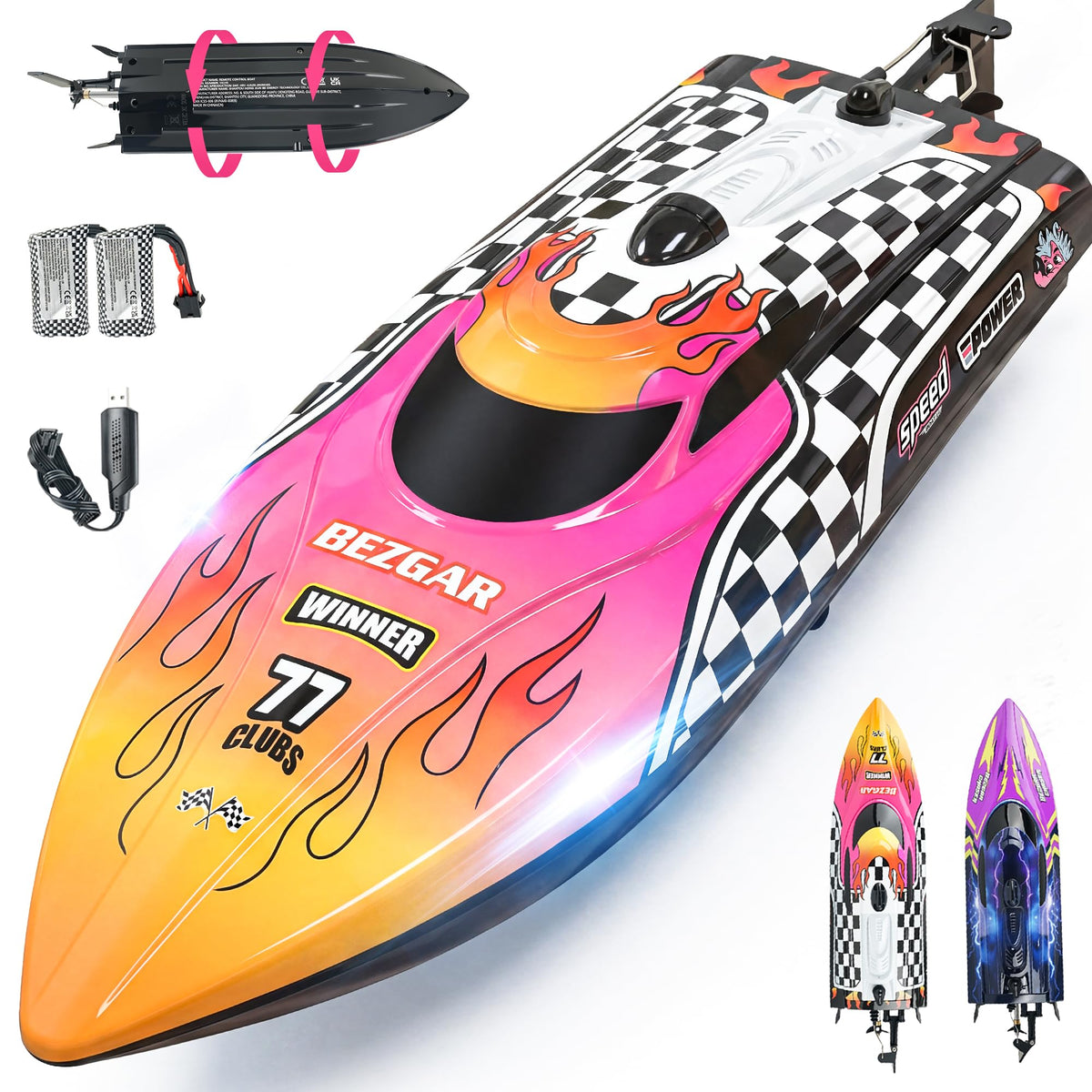 BEZGAR TX136 12-inch RC boat speeds across water for pool or lake fun.