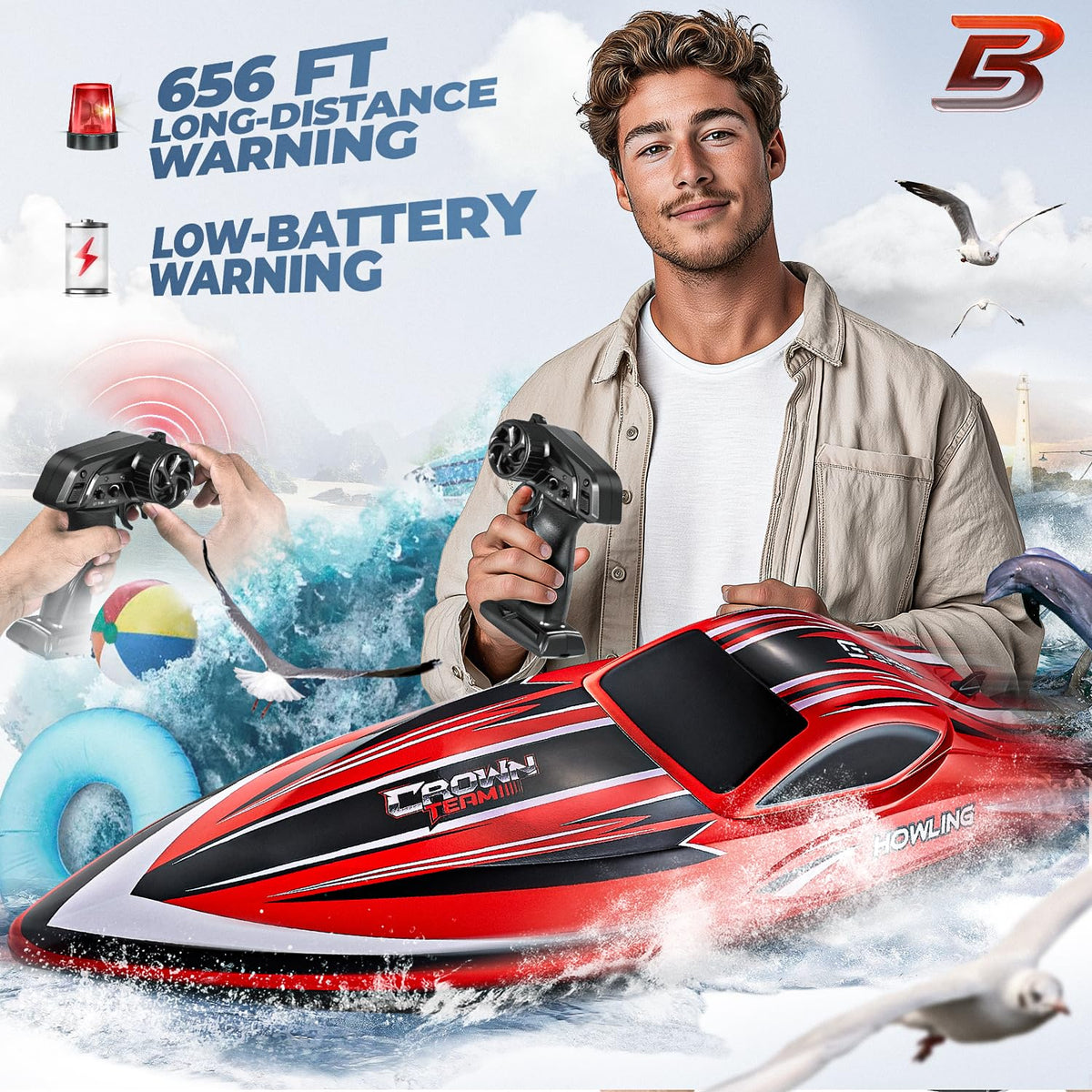 BEZGAR HJ818PRO RC boat LED lights for visibility during dusk sessions