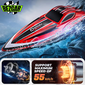 BEZGAR HJ818PRO RC boat side view highlighting hull design for stability