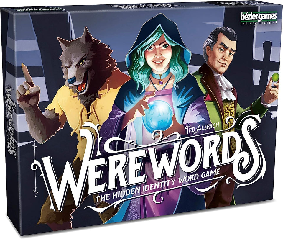 Bezier Games Werewords box cover showcases the fast-paced party word-deduction experience.