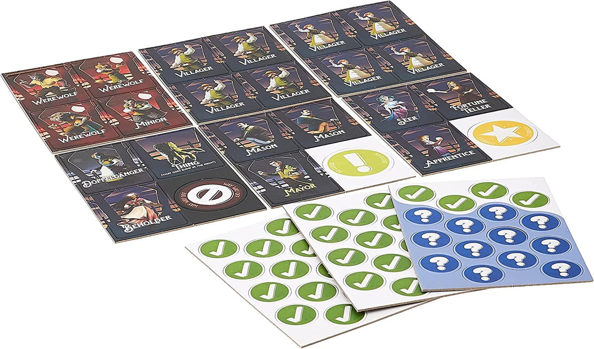 Bezier Games Werewords Deluxe play area with players asking yes-no questions