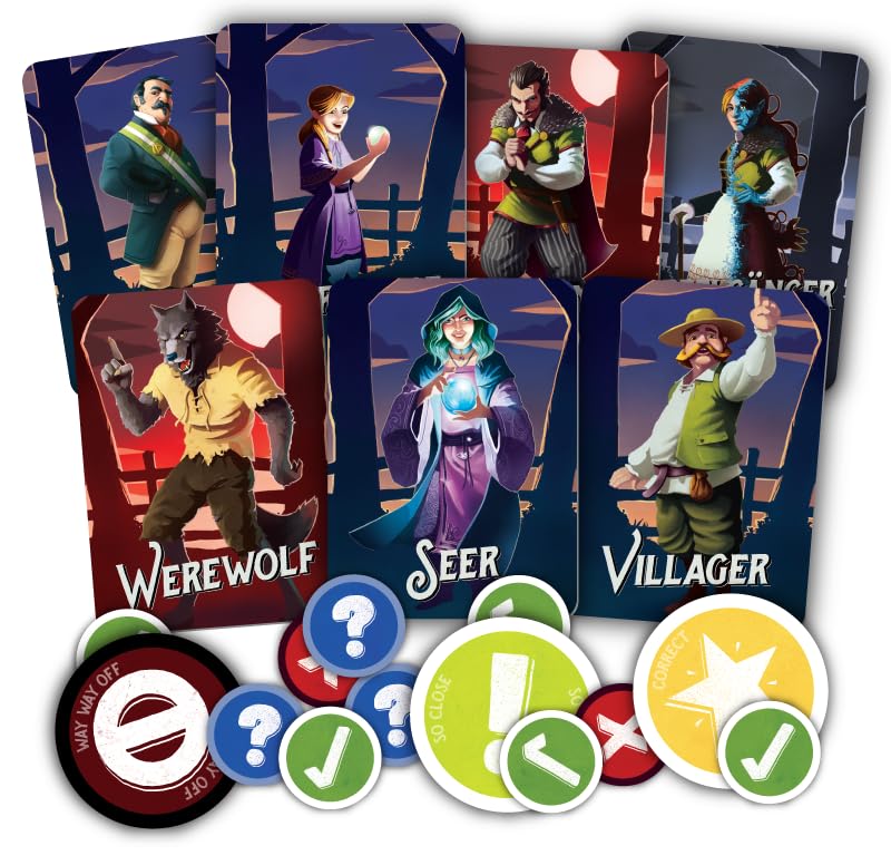 Bezier Games Werewords Deluxe table setup for groups of different sizes