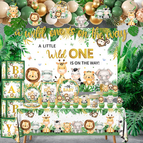 Bezkega safari balloons and garland kit provide a vibrant centerpiece option
