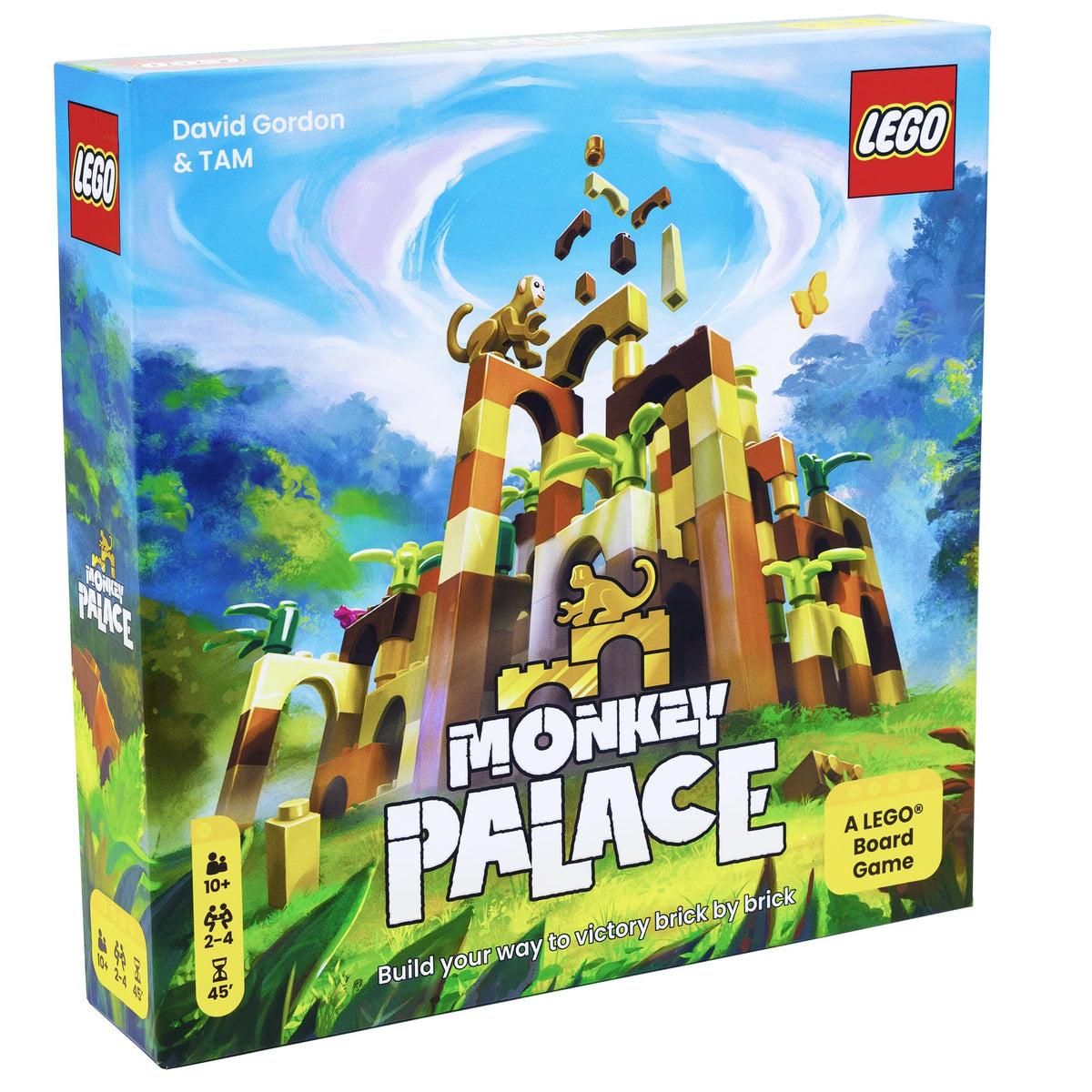 Bezzerwizzer Monkey Palace setup with colorful LEGO bricks for creative family play.