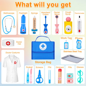 BGdoyz wooden thermometer for realistic checkups during playtime