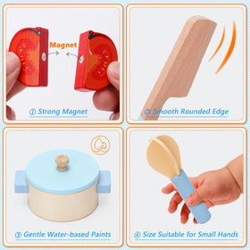 BGdoyz realistic wooden dishware enhances restaurant-style role play.