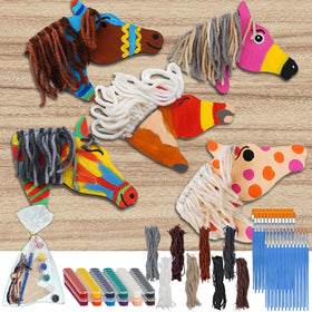 BGick wooden horse craft kit packaging for DIY party favors and crafts.