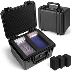 Bheddi graded card storage box front view showing compact protection for prized slabs