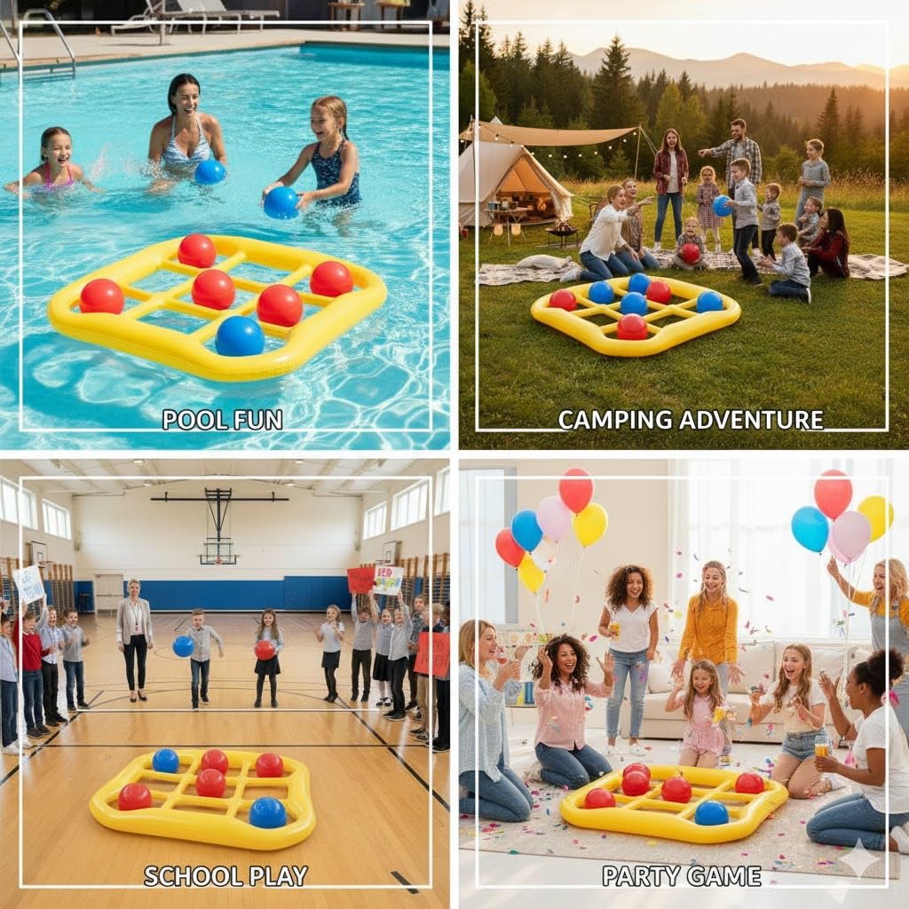 BIBIHAHA inflatable 56-inch by 54-inch board floats securely for water or lawn play.
