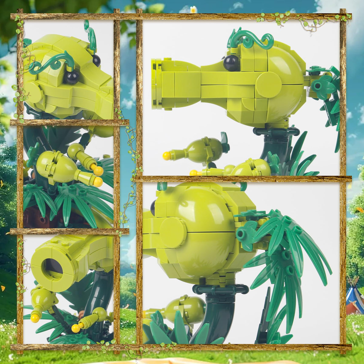 Bibilock Peashooter Plant model highlights intricate tentacles and stylized features for collectors.