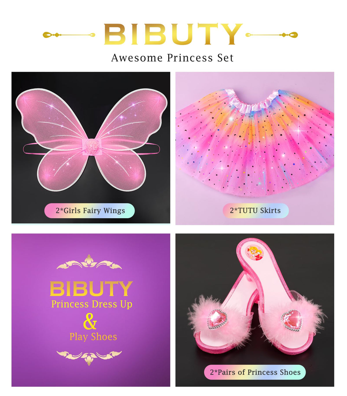 BIBUTY complete princess costume for little girls ages 3-6