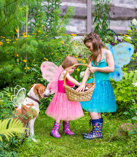 BIBUTY fairy wings close-up showing sturdy mesh and comfortable elastic fits.