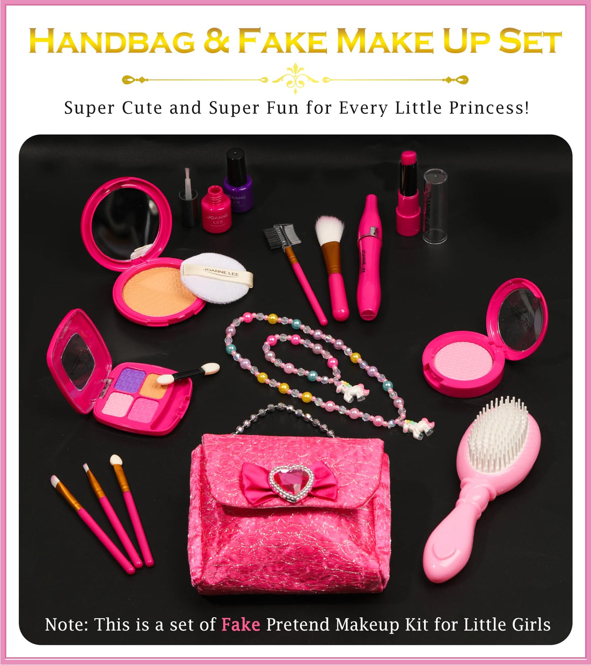 BIBUTY Fake makeup kit safe for toddler pretend makeup sessions.