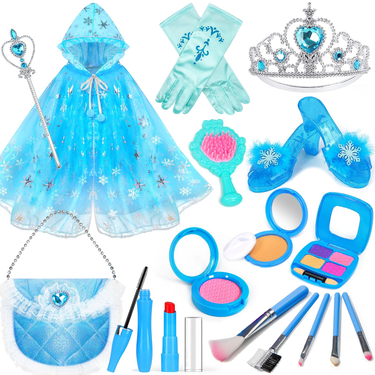 BIBUTY kids makeup kit with blue dress for imaginative dress-up playtime