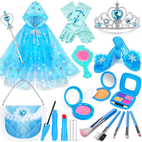 BIBUTY kids makeup kit with blue dress for imaginative dress-up playtime