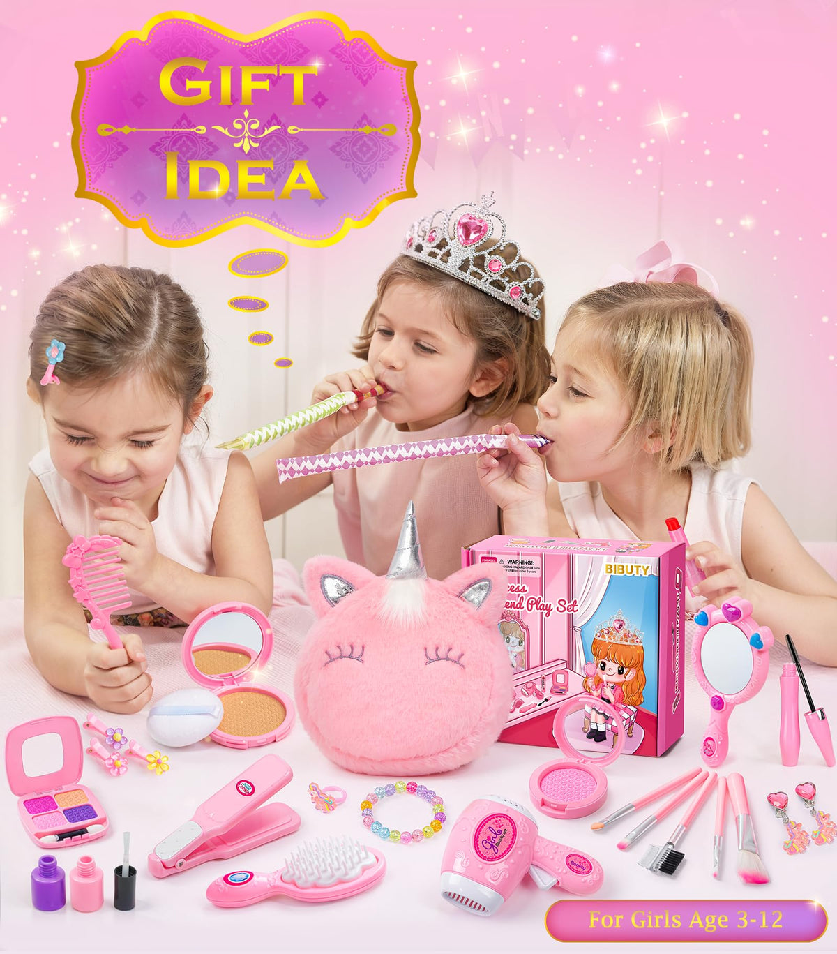 BIBUTY makeup palette with kid-friendly colors for pretend.