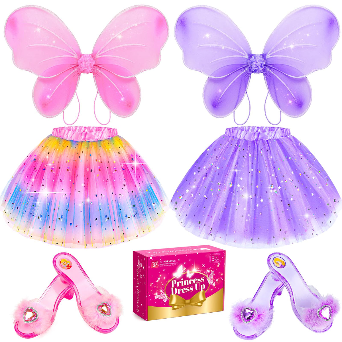 BIBUTY princess dress-up set with wings and tutu for imaginative play