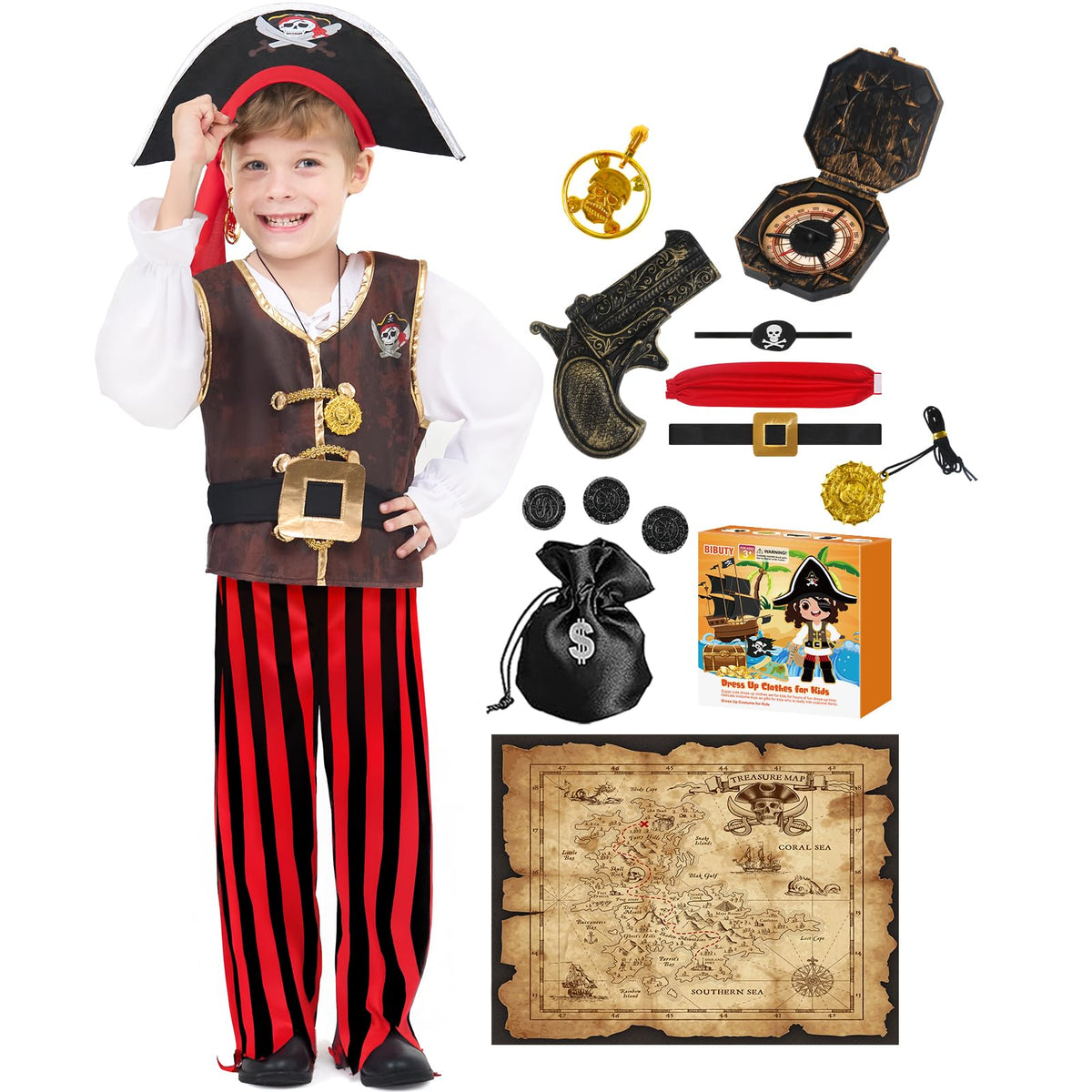 BIBUTY pirate costume top — soft, comfortable fabric for all-day dress-up