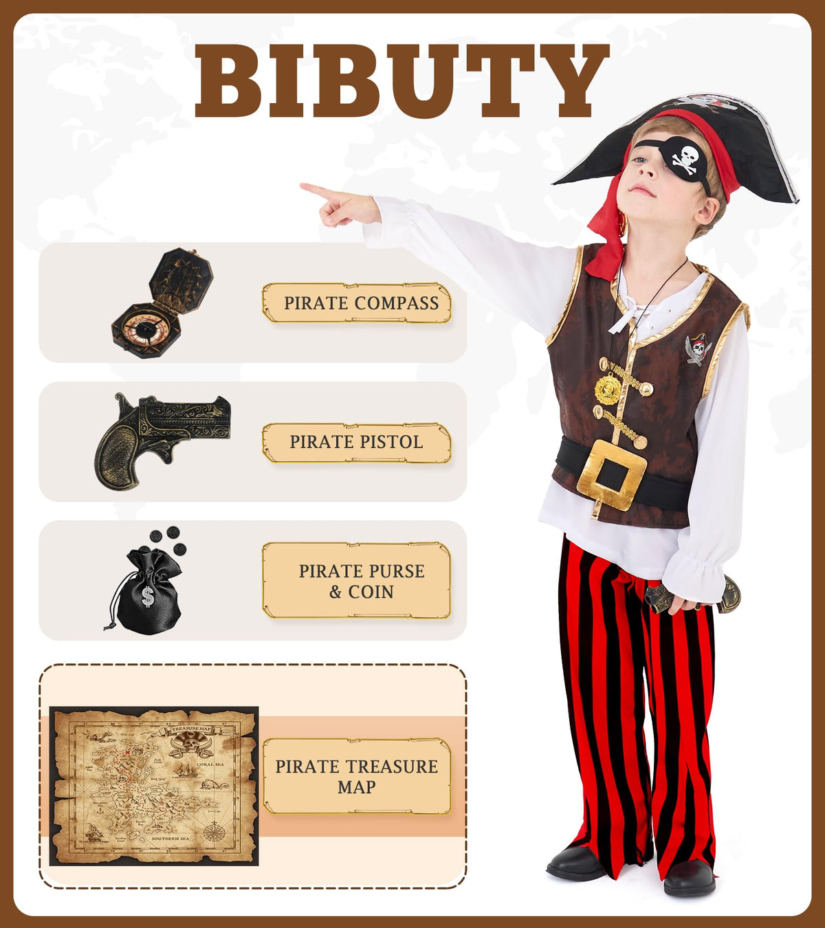 BIBUTY pirate map — inspires adventurous stories during dress-up