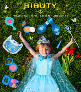 BIBUTY princess dress-up cape and crown tiara for pretend royal adventures