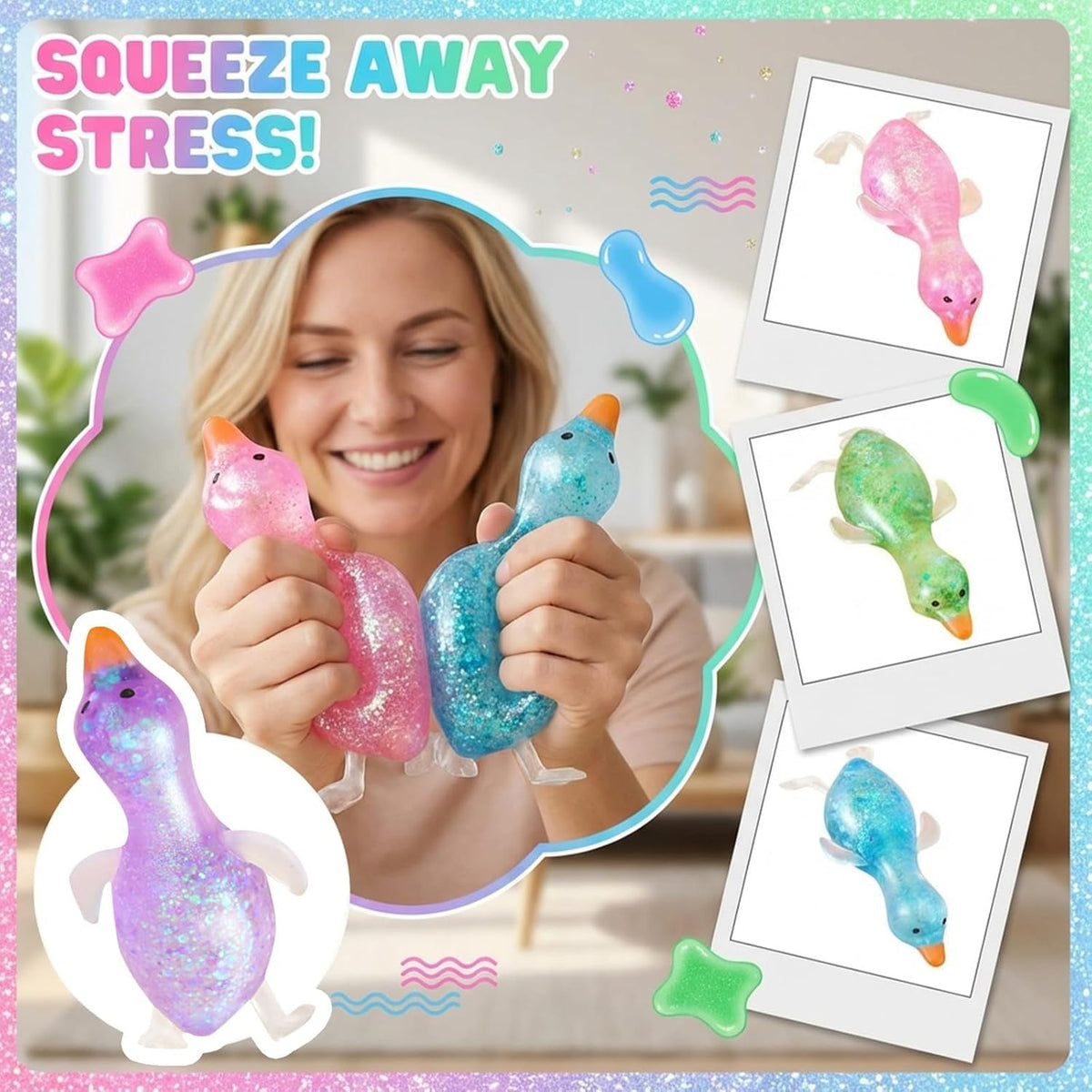Bicotand duck squishy sugar ball back-to-school use for focus breaks.