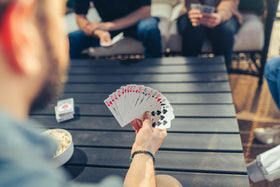 Bicycle Game night table setup with classic decks for family and friends.
