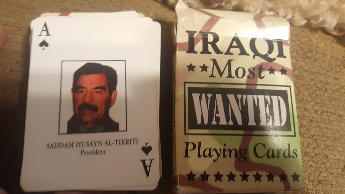 Bicycle Iraqi Most Wanted Playing Cards box front, ideal for collectors and casual game nights