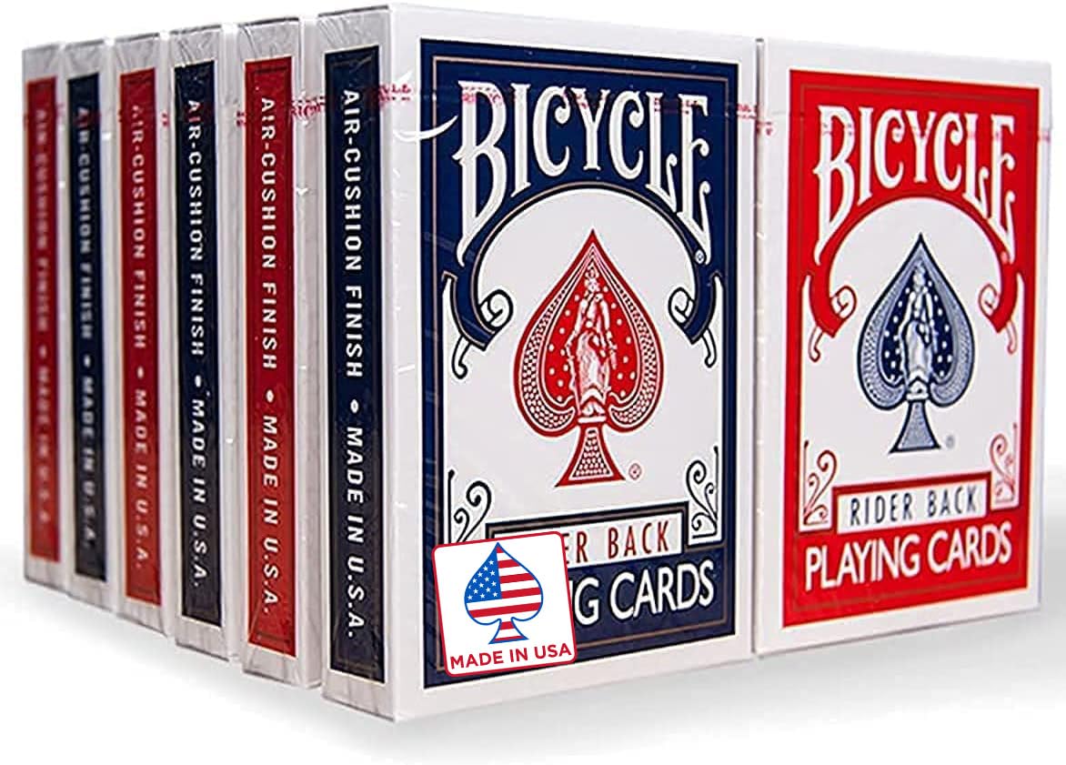 Bicycle Rider Back 12-pack with red and blue backs for mixed game nights