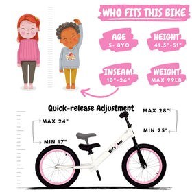 Bicystar balance bike with air tires for smooth sidewalk grip