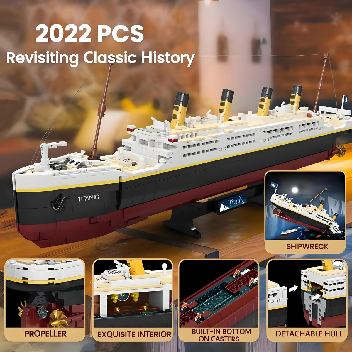 BIDIUTOY Titanic kit giant funnel highlights classic silhouette for impressive collection.