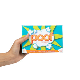 Bidson Games Poof The Game compact box demonstrates travel-friendly design