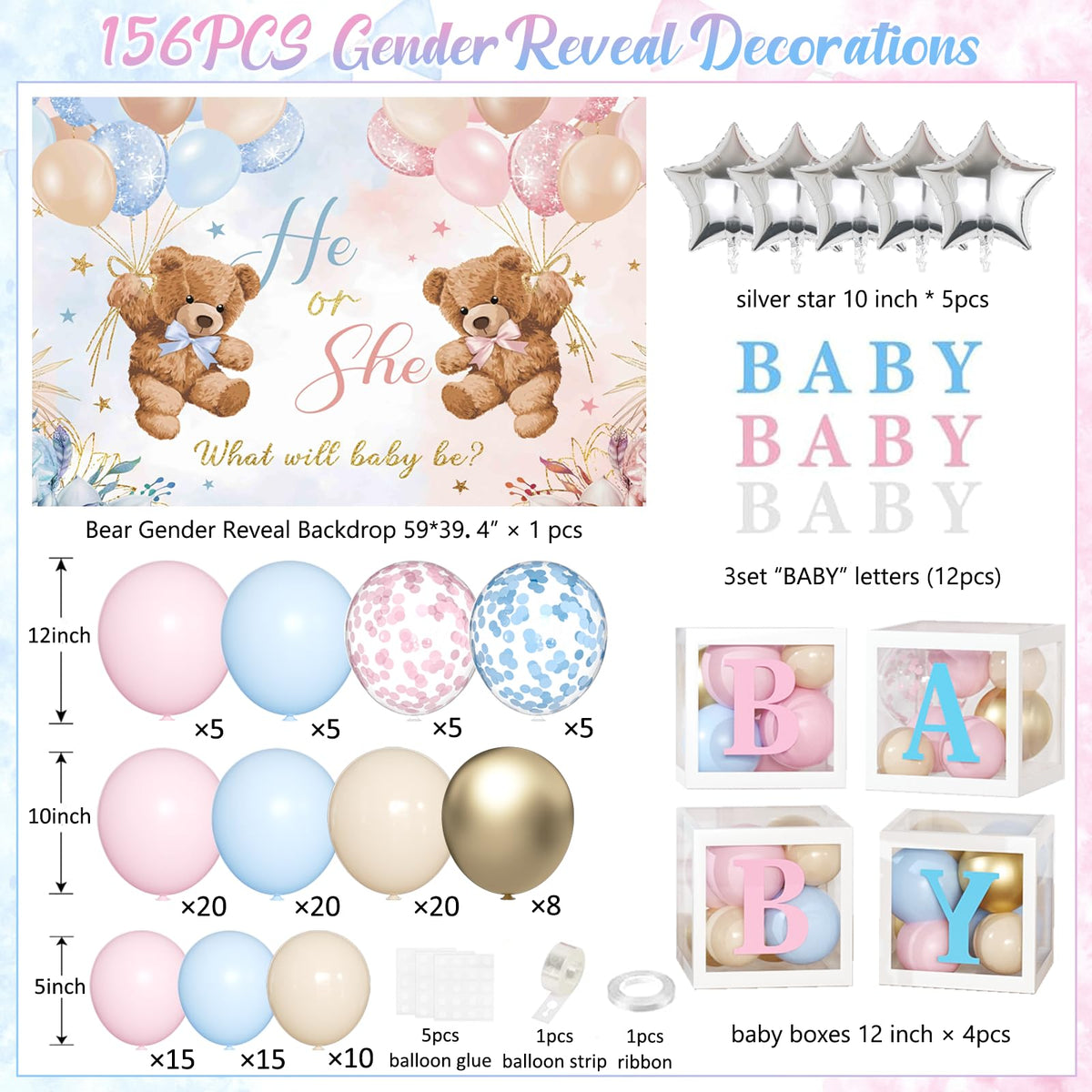 BIENAN baby boxes with letters for customized reveal messages