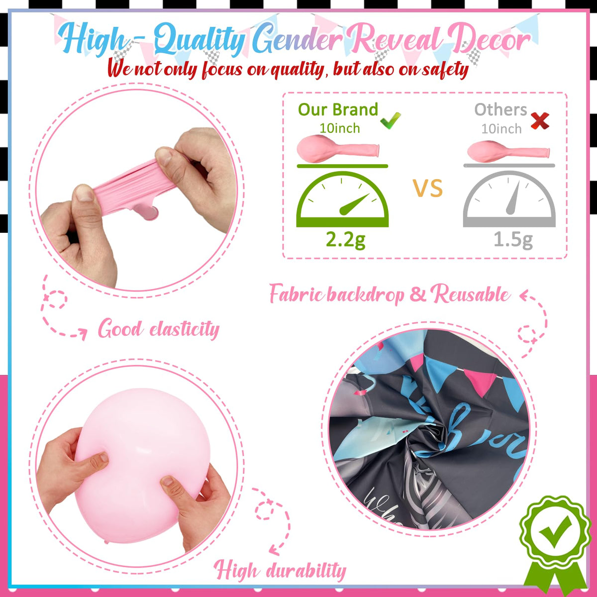BIENAN blue-pink balloons set for playful gender reveal decor.
