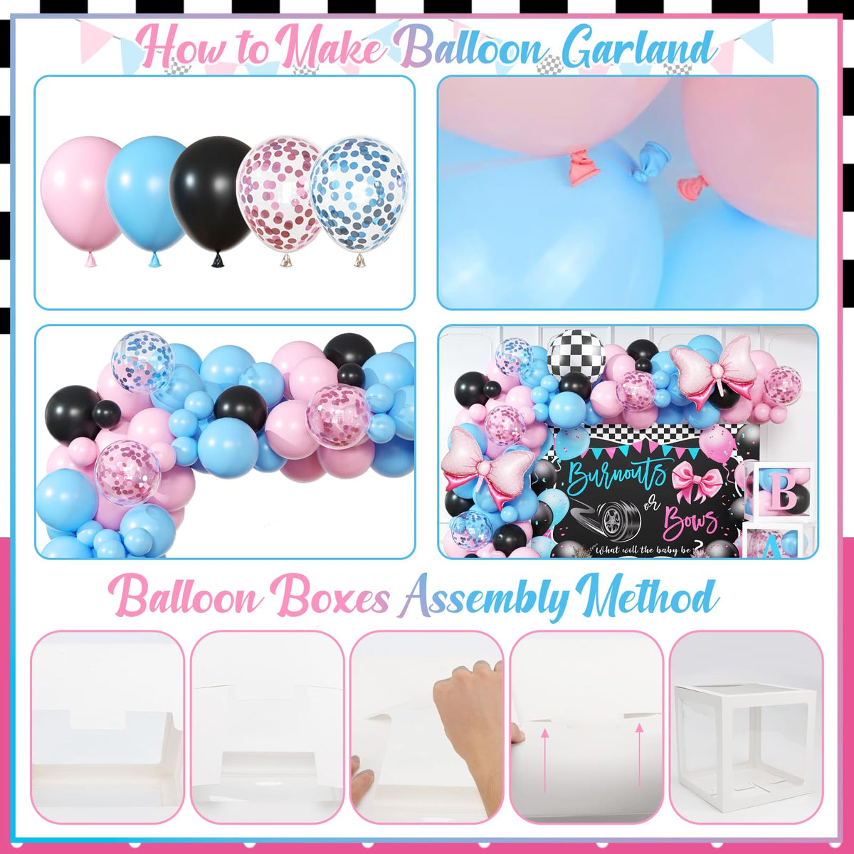 BIENAN gender reveal balloon arch setup for quick wow factor.